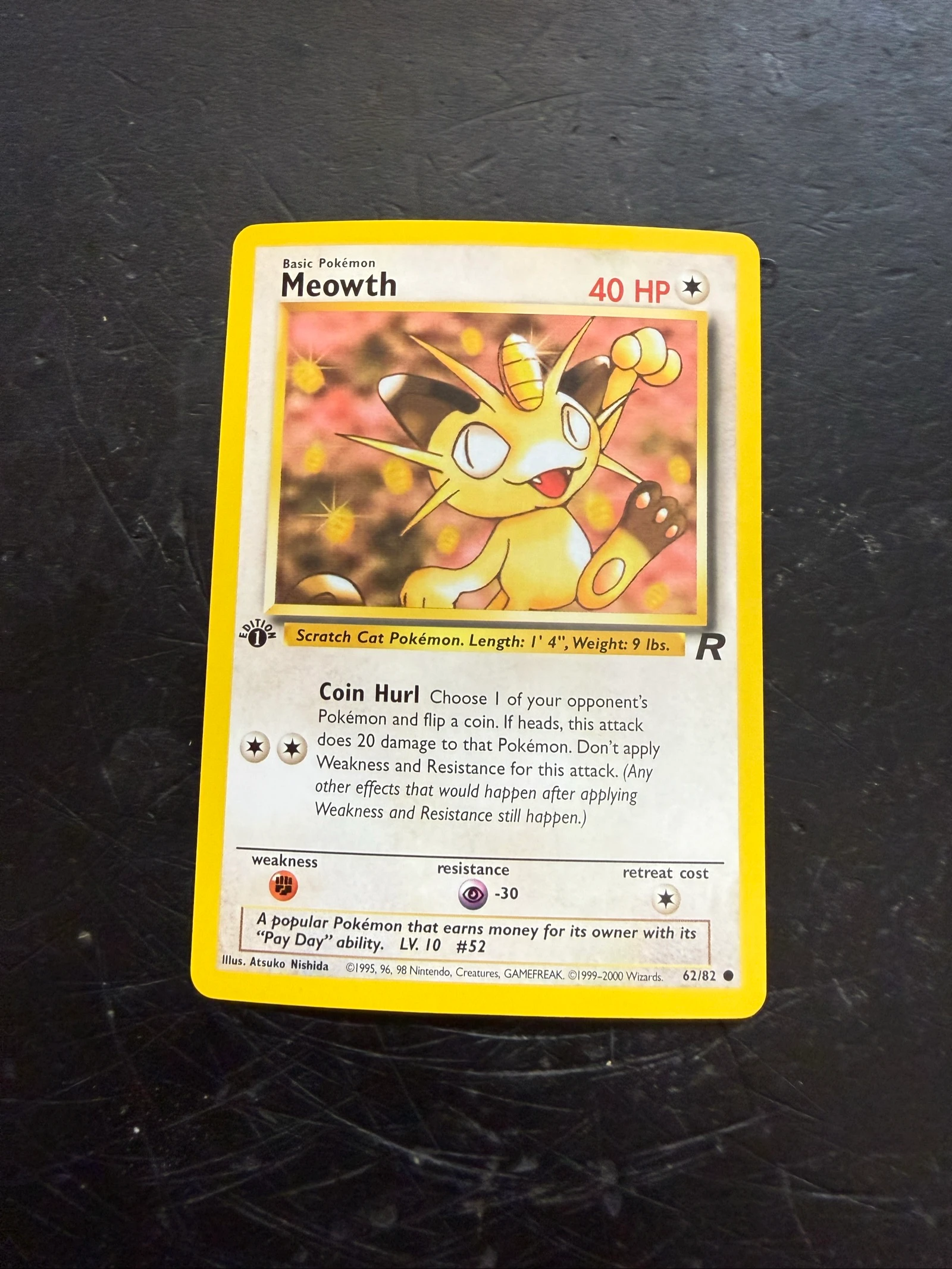 Carta Pokemon meowth Rocket First Edition 
